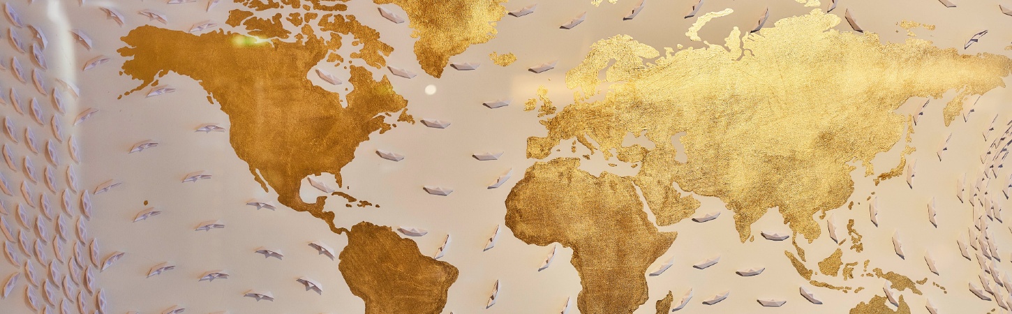 artwork of the map on a wall