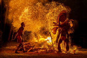 cultural dances in front of bon fire