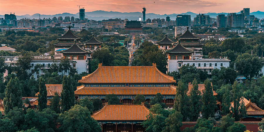 Aerial view of buildings in Bejing, China