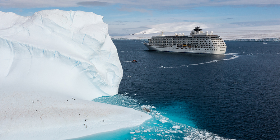 Ship next to iceburg
