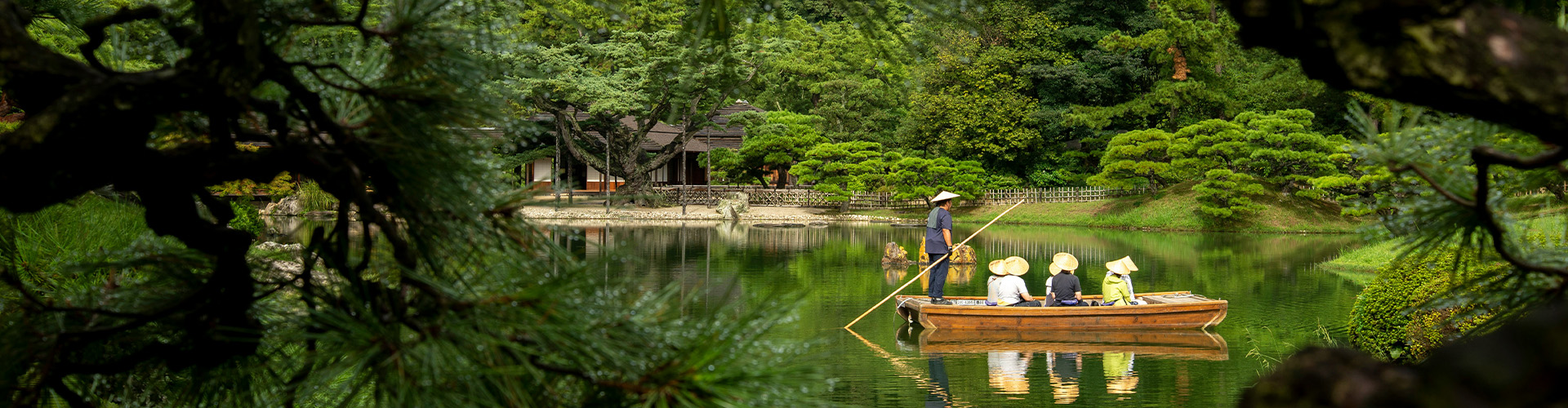 Fishing boat on river in jungle