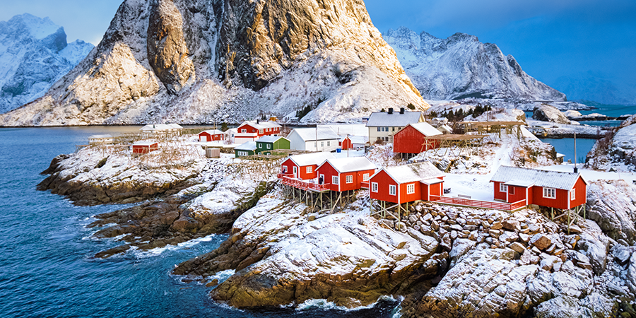 old houses on island in Norway