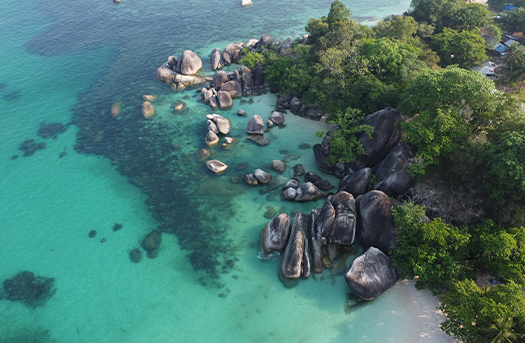 IndonesiaIslands-Belitung Indonesia Aerial view of island in Indonesia