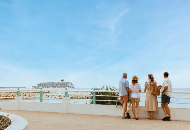 Two couples looking at ship from land