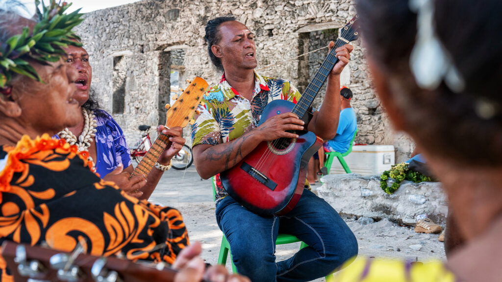 Pitcairn Island locals playing music