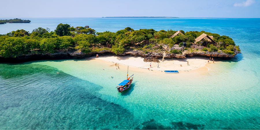 boat beached on an island