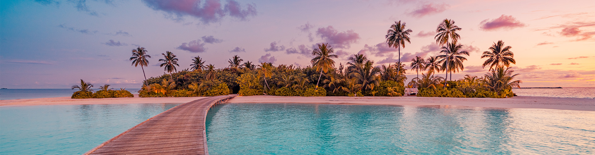 Island in the Maldives with bridge to it